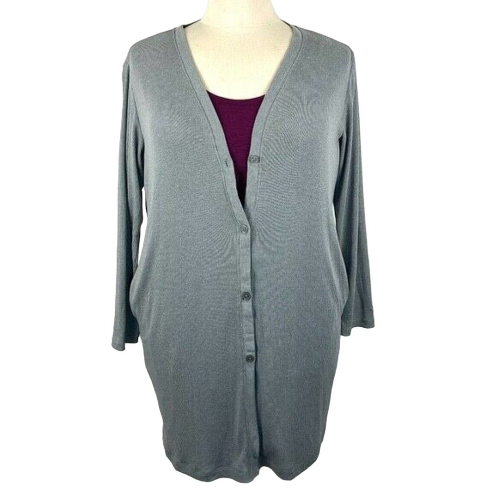 Uniqlo Womens Long Sleeve Ribbed Gray Cardigan XL